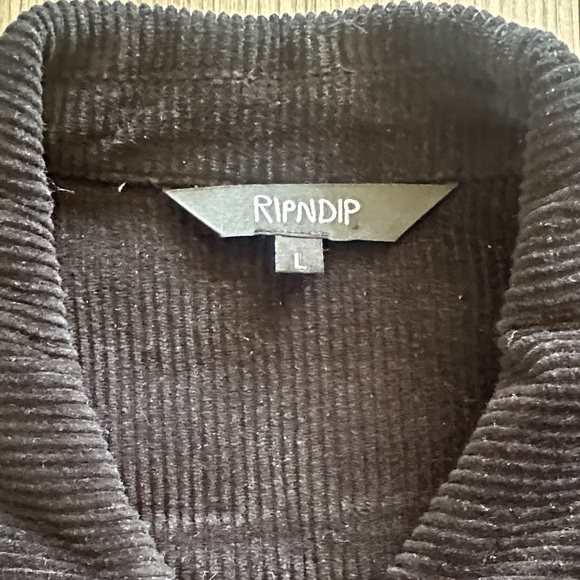 Black Corduroy Jacket with White Cat Embroidery - Picture 3 of 3